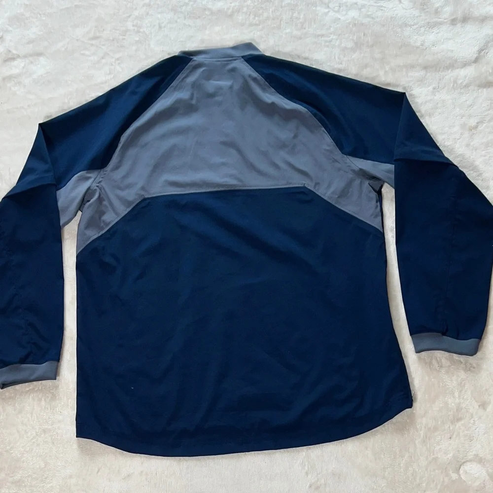Adidas Men's Windbreaker Jacket Blue and Gray 1/4 Zip Pullover SZ L